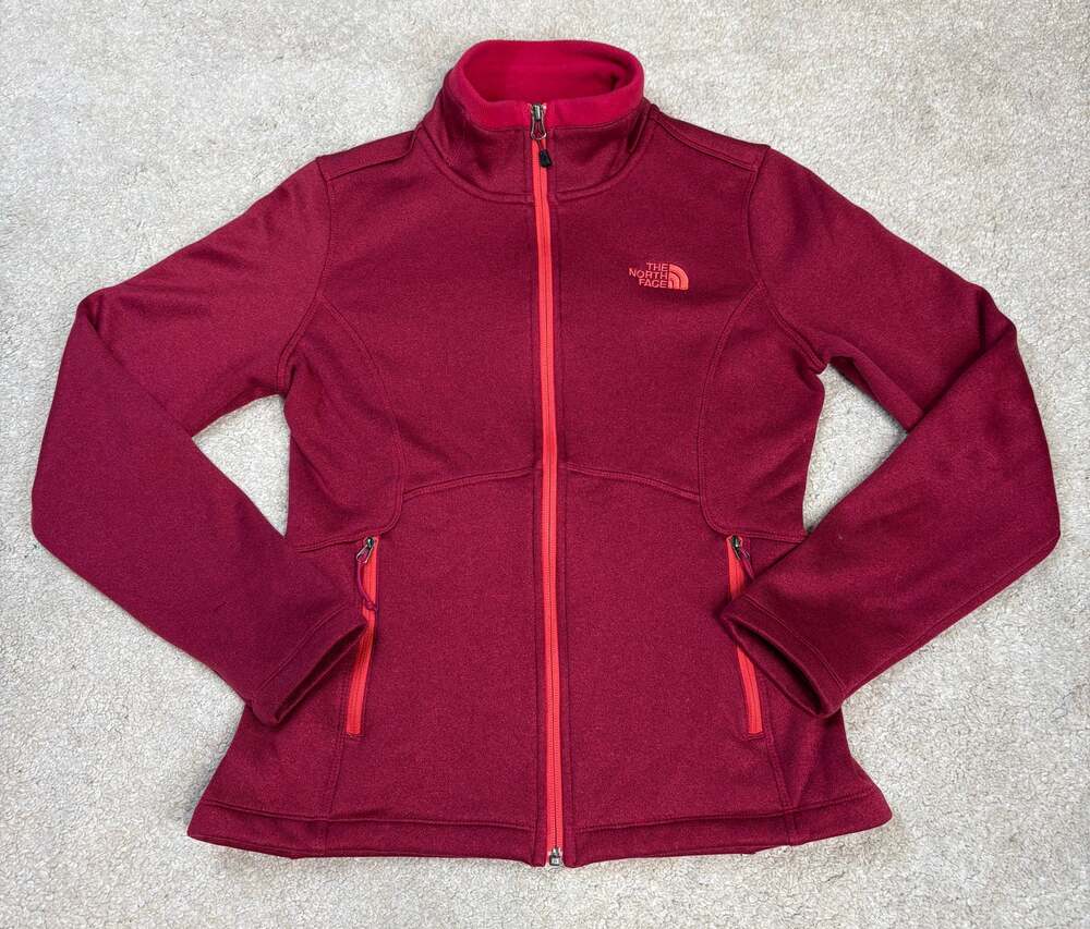 The North Face Women's Agave Full Zip Softshell Fleece Jacket Red Size S